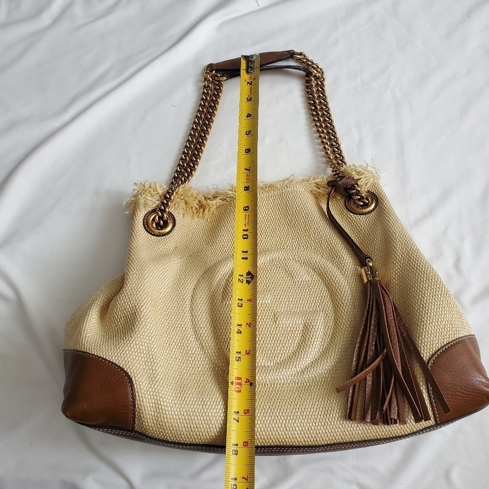 Gucci Soho Raffia Chain Tote Shoulder Bag - Picture 6 of 13